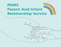 PAIRS Parent and Infant Relationship Service logo of an adult hand holding a child's hand and a rainbow