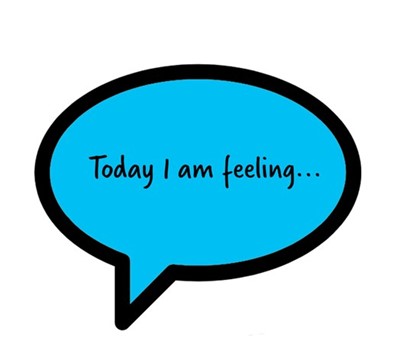 Blue speech bubble saying 'Today I am feeling...'